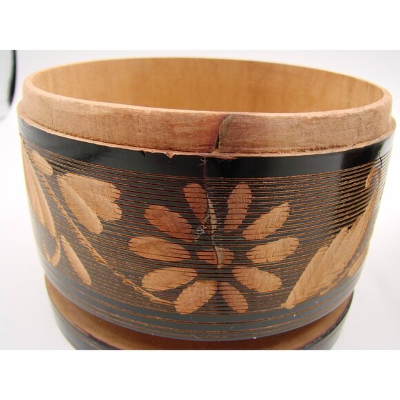 Hand Carved Handmade Wood Trinket Jewelry Box Jar w/ Lid Personalized Donna 5x4" - Picture 9 of 11